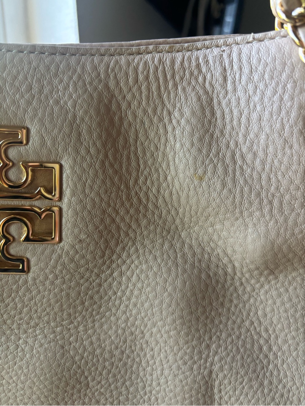 Tory Burch Pebbled Leather Shoulder Tote in Light Pink/Beige - Picture 2 of 5
